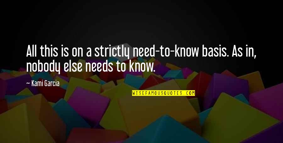 Proasta Sinonim Quotes By Kami Garcia: All this is on a strictly need-to-know basis.