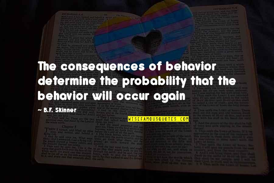 Probability Quotes By B.F. Skinner: The consequences of behavior determine the probability that