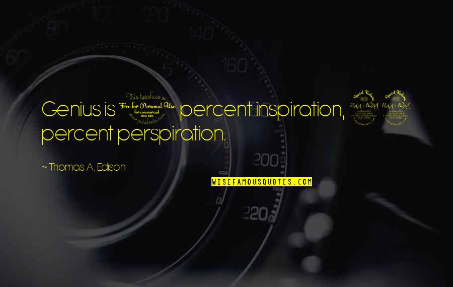 Probability Saline Quotes By Thomas A. Edison: Genius is 1 percent inspiration, 99 percent perspiration.