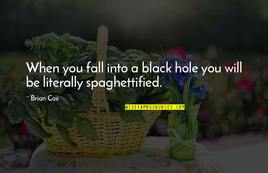 Probaly Quotes By Brian Cox: When you fall into a black hole you