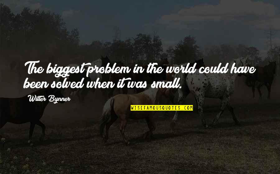 Problem Solved Quotes By Witter Bynner: The biggest problem in the world could have
