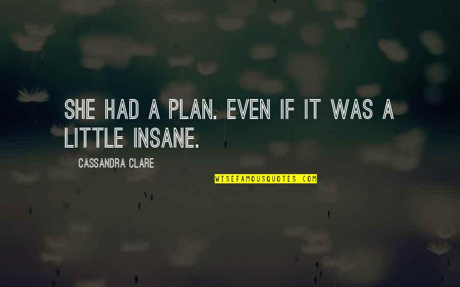Problem Solving Love Quotes By Cassandra Clare: She had a plan. Even if it was
