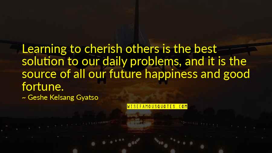 Problems And Happiness Quotes By Geshe Kelsang Gyatso: Learning to cherish others is the best solution