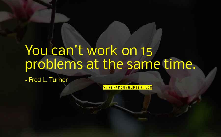 Problems At Work Quotes By Fred L. Turner: You can't work on 15 problems at the