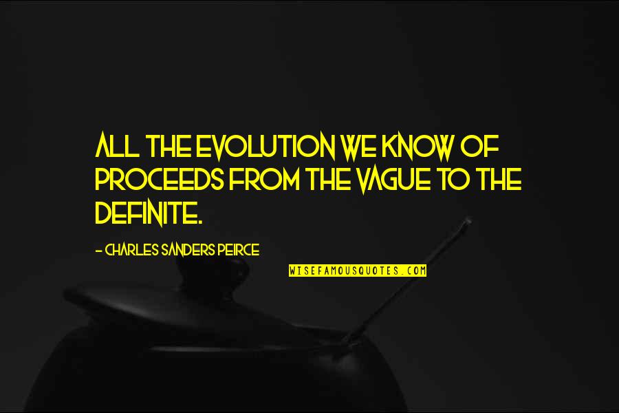Proceeds Quotes By Charles Sanders Peirce: All the evolution we know of proceeds from