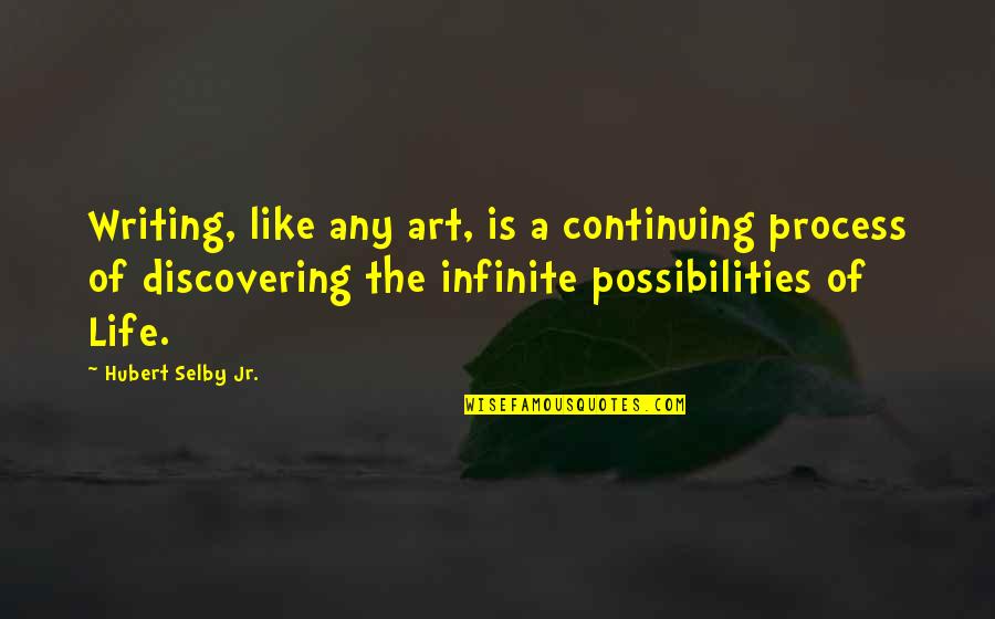 Process Art Quotes By Hubert Selby Jr.: Writing, like any art, is a continuing process