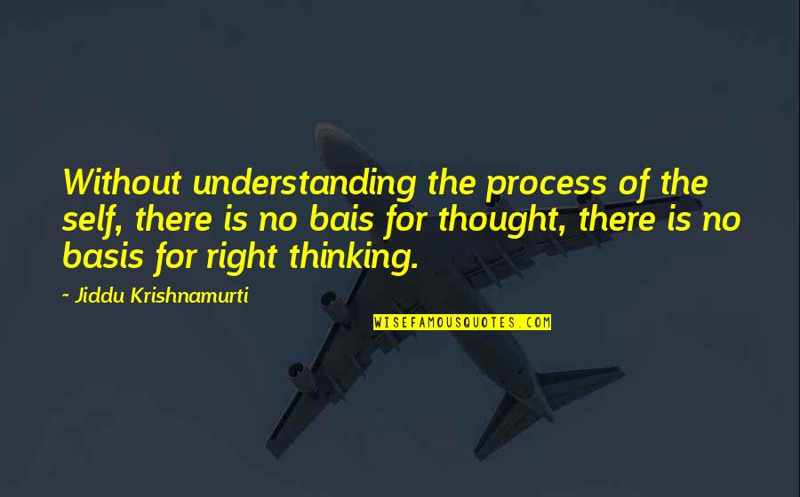 Process Of Thinking Quotes By Jiddu Krishnamurti: Without understanding the process of the self, there