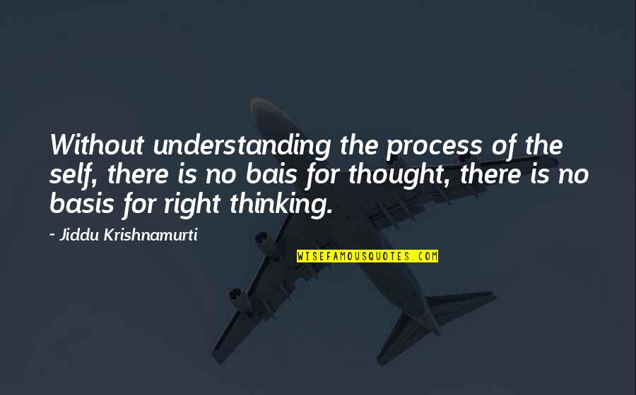 Process Of Thought Quotes By Jiddu Krishnamurti: Without understanding the process of the self, there