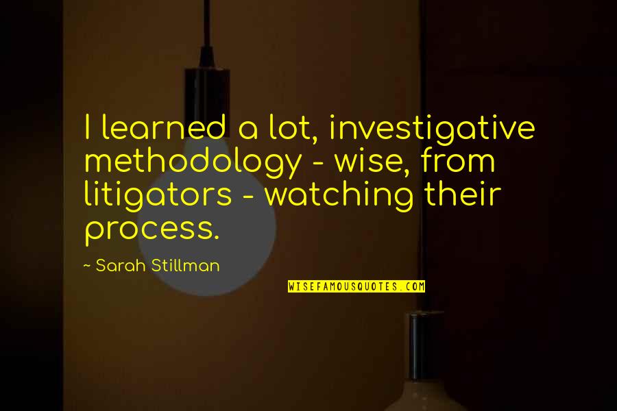 Process Quotes By Sarah Stillman: I learned a lot, investigative methodology - wise,
