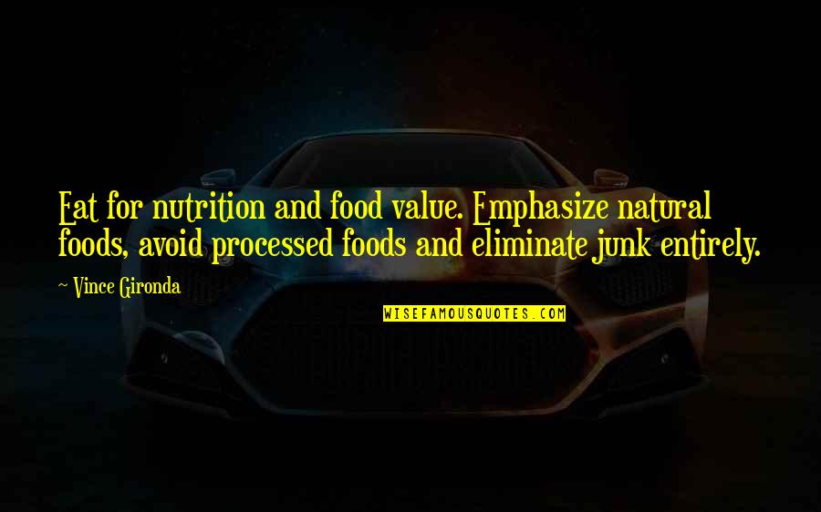 Processed Quotes By Vince Gironda: Eat for nutrition and food value. Emphasize natural
