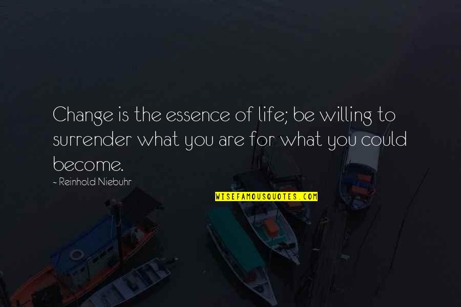 Prodigiously Amazing Quotes By Reinhold Niebuhr: Change is the essence of life; be willing