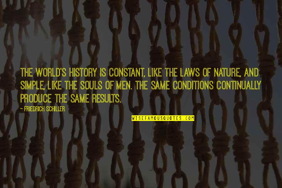 Produce Quotes By Friedrich Schiller: The world's history is constant, like the laws