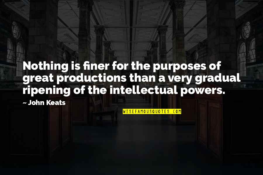 Productions Quotes By John Keats: Nothing is finer for the purposes of great Productions Quotes By John Keats: Nothing is finer for the purposes of great