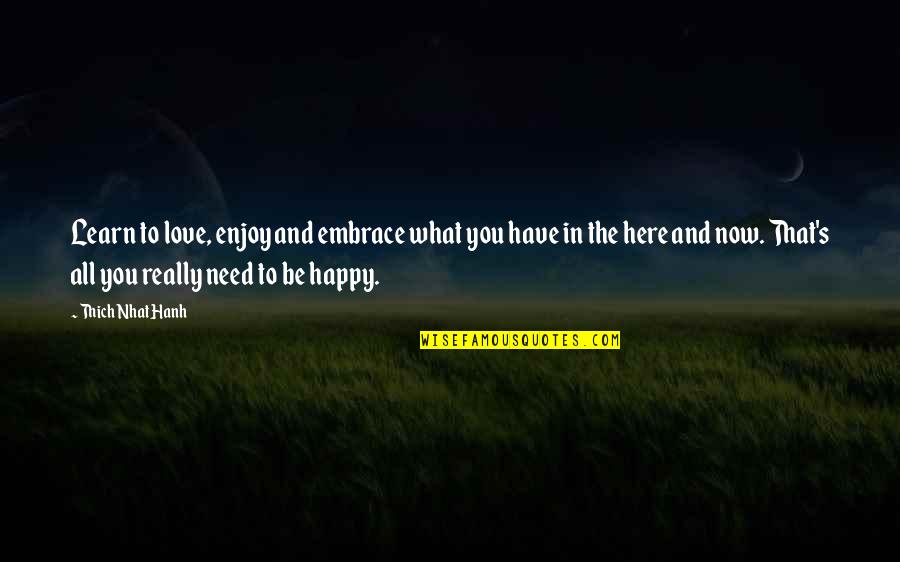 Produktivit S Jelent Se Quotes By Thich Nhat Hanh: Learn to love, enjoy and embrace what you