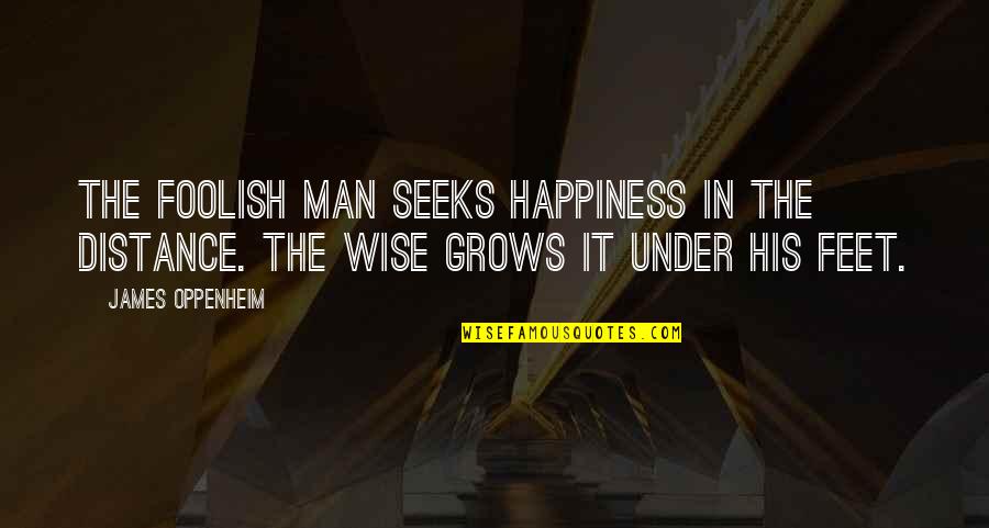 Prof Quotes By James Oppenheim: The foolish man seeks happiness in the distance.