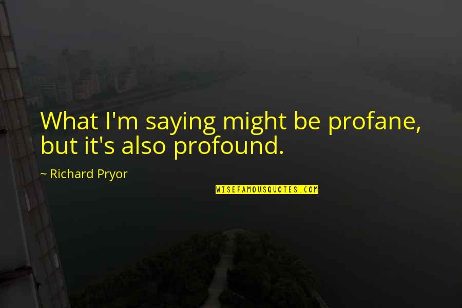 Profane Quotes By Richard Pryor: What I'm saying might be profane, but it's