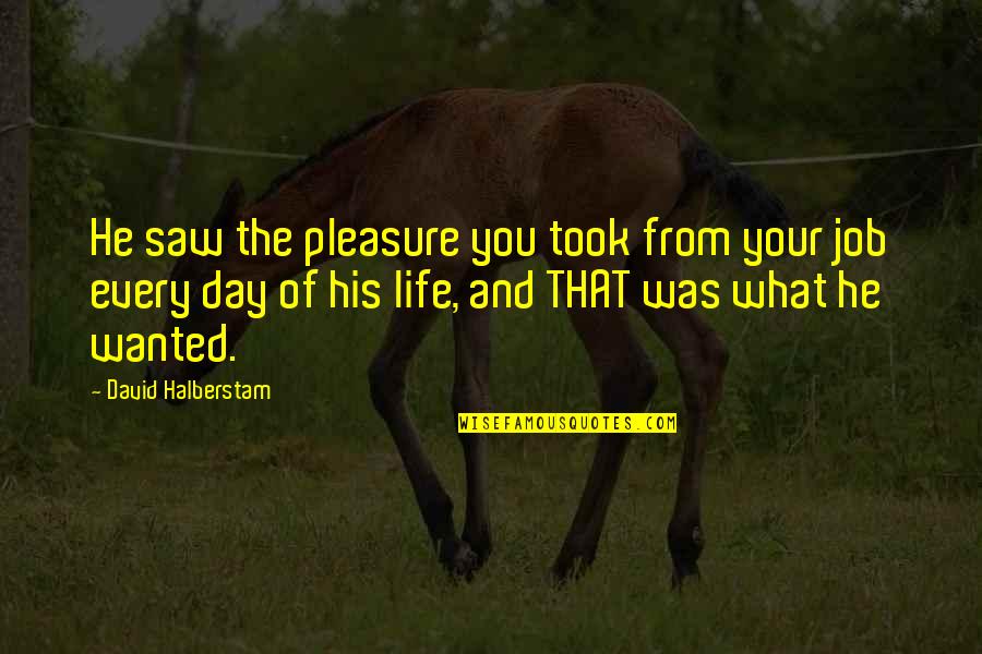 Profession And Passion Quotes By David Halberstam: He saw the pleasure you took from your