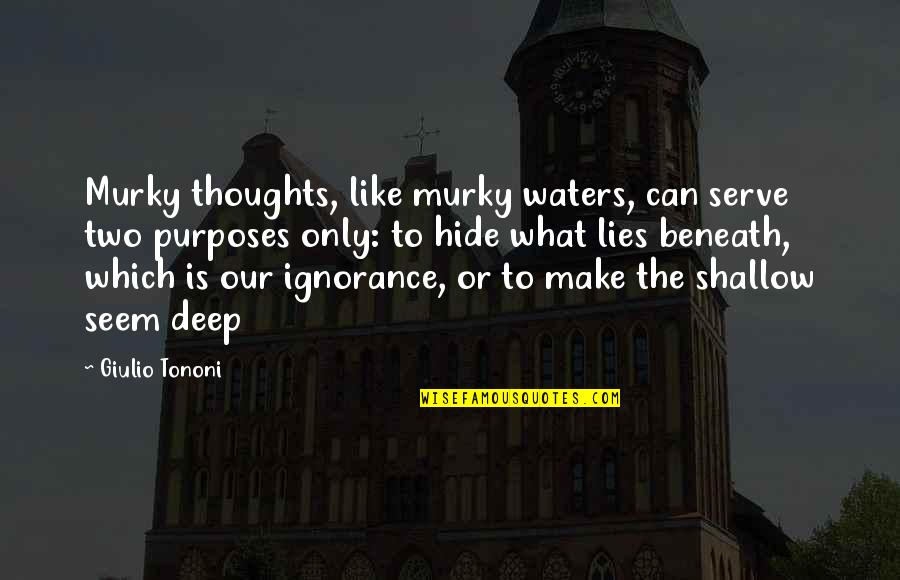 Professional Dancers Quotes By Giulio Tononi: Murky thoughts, like murky waters, can serve two