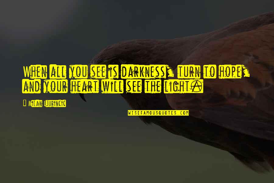 Professional Learning For Teaching Quotes By Milan Ljubincic: When all you see is darkness, turn to
