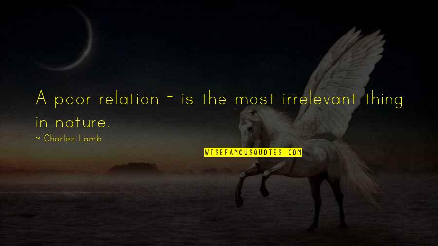 Professor Rowan Quotes By Charles Lamb: A poor relation - is the most irrelevant