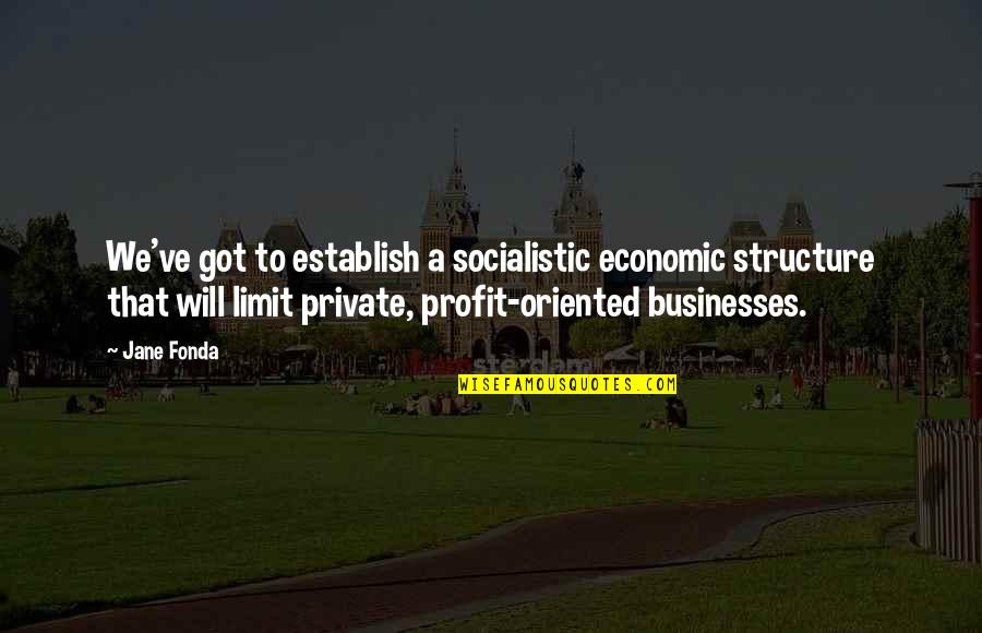 Profit Oriented Quotes By Jane Fonda: We've got to establish a socialistic economic structure