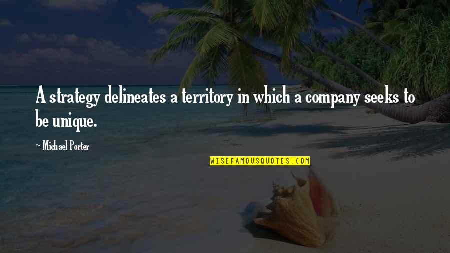 Profitability In Business Quotes By Michael Porter: A strategy delineates a territory in which a