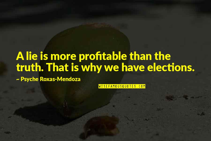 Profitable Quotes By Psyche Roxas-Mendoza: A lie is more profitable than the truth.