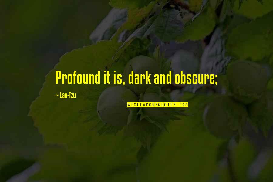 Profound And Quotes By Lao-Tzu: Profound it is, dark and obscure;