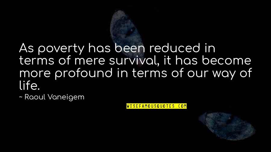 Profound Life Quotes By Raoul Vaneigem: As poverty has been reduced in terms of