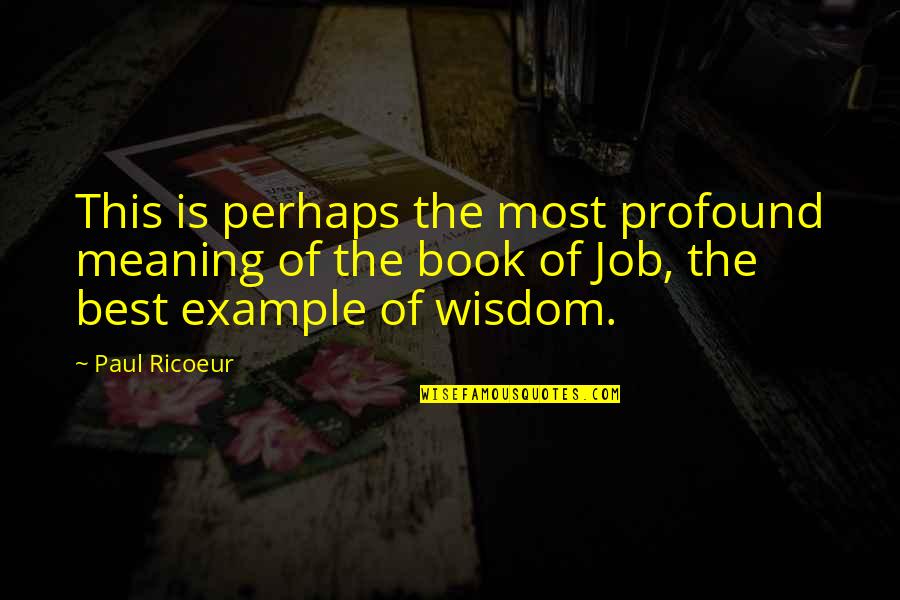 Profound Meaning Quotes By Paul Ricoeur: This is perhaps the most profound meaning of