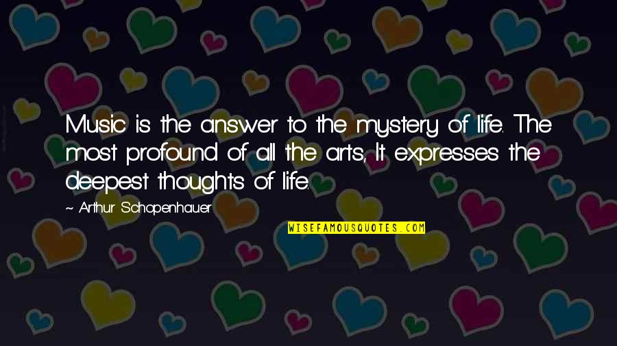 Profound Thoughts And Quotes By Arthur Schopenhauer: Music is the answer to the mystery of