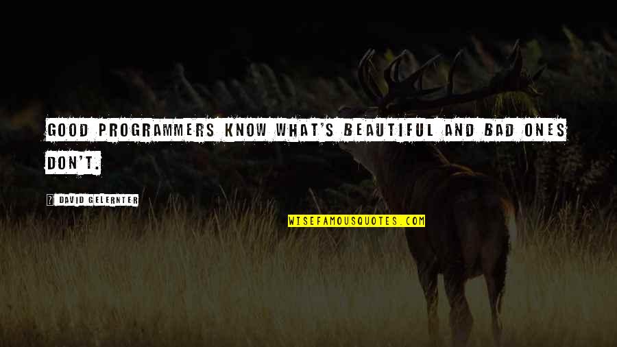 Programmers Quotes By David Gelernter: Good programmers know what's beautiful and bad ones