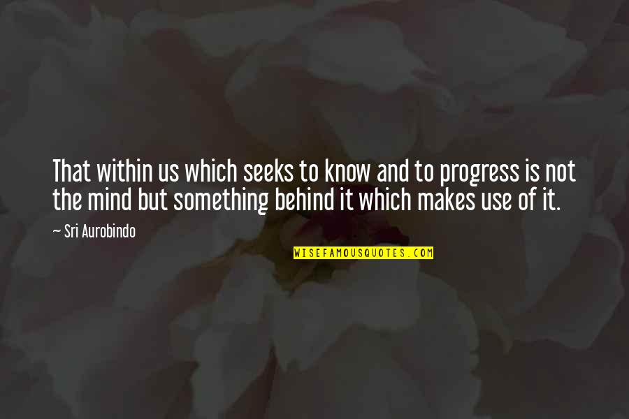 Progress Quotes By Sri Aurobindo: That within us which seeks to know and