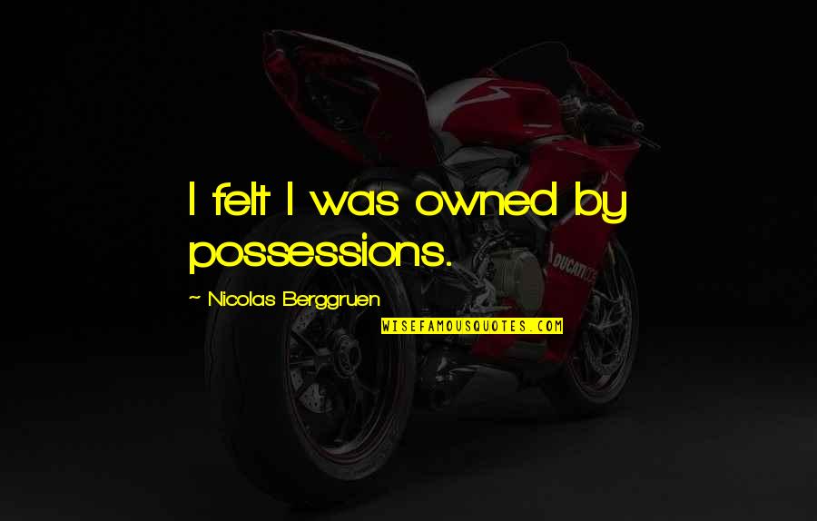 Project Management Office Quotes By Nicolas Berggruen: I felt I was owned by possessions.