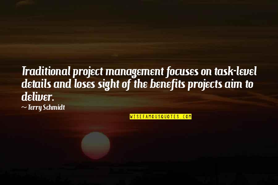 Projects Management Quotes By Terry Schmidt: Traditional project management focuses on task-level details and