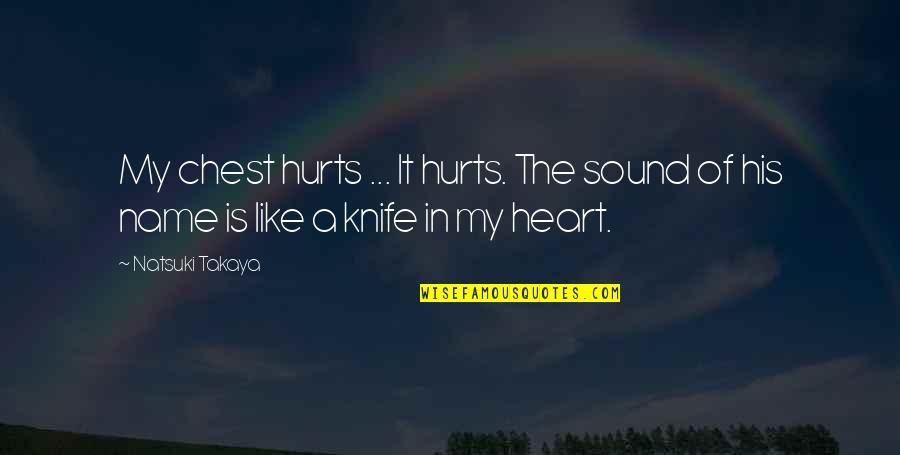 Prokashi Quotes By Natsuki Takaya: My chest hurts ... It hurts. The sound