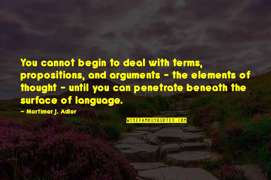 Prokop Holy Quotes By Mortimer J. Adler: You cannot begin to deal with terms, propositions,