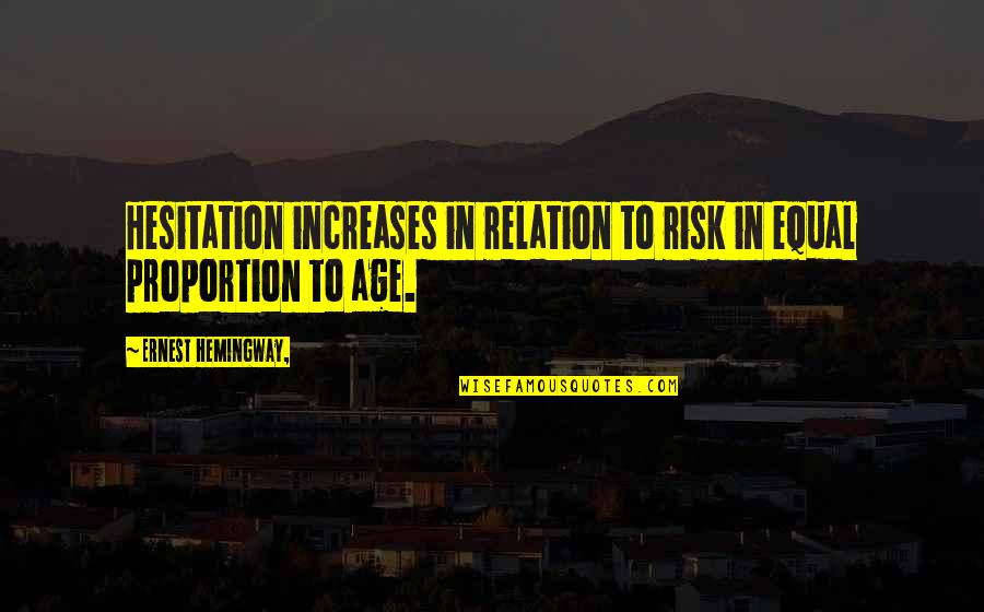 Prolastin C Quotes By Ernest Hemingway,: Hesitation increases in relation to risk in equal