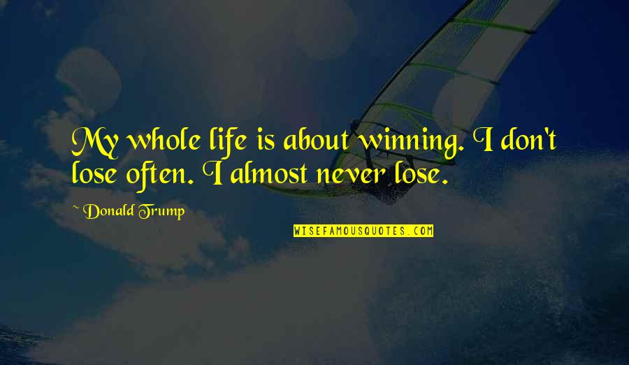 Prolongs Quotes By Donald Trump: My whole life is about winning. I don't