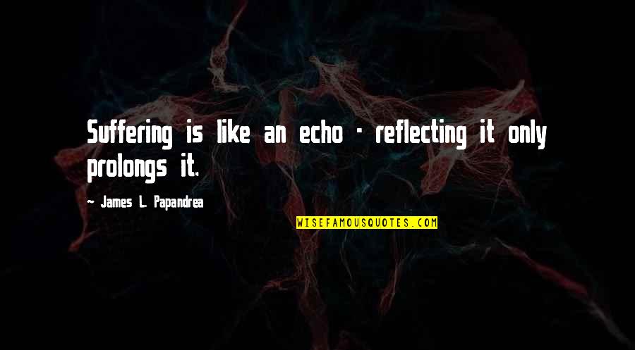 Prolongs Quotes By James L. Papandrea: Suffering is like an echo - reflecting it Prolongs Quotes By James L. Papandrea: Suffering is like an echo - reflecting it