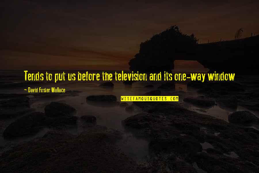 Promedio Dolar Quotes By David Foster Wallace: Tends to put us before the television and Promedio Dolar Quotes By David Foster Wallace: Tends to put us before the television and
