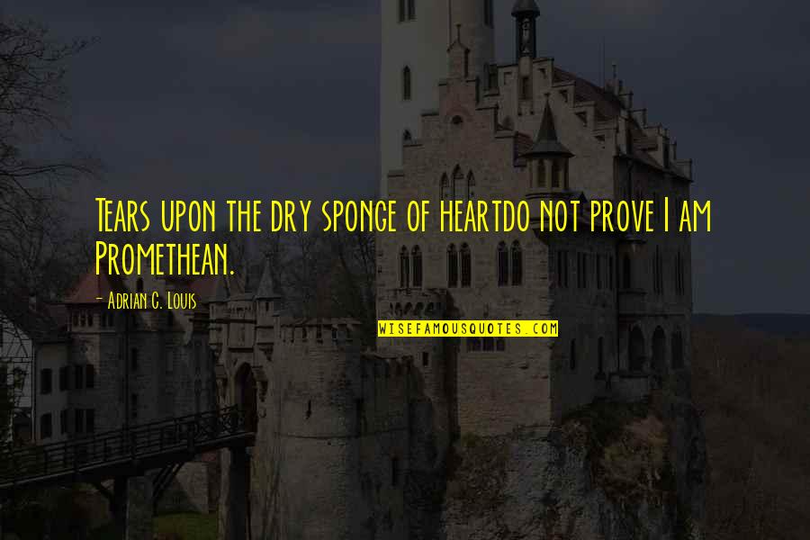 Promethean Quotes By Adrian C. Louis: Tears upon the dry sponge of heartdo not