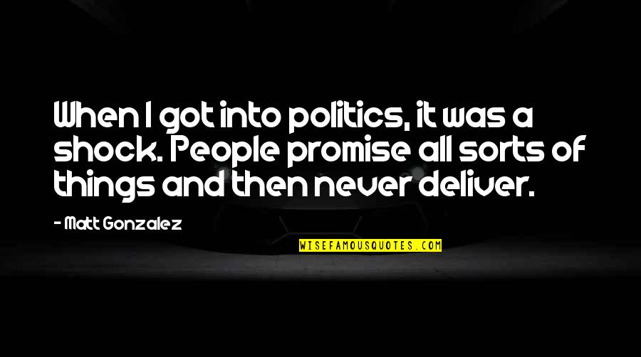 Promise To Deliver Quotes By Matt Gonzalez: When I got into politics, it was a