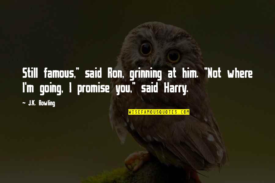 Promise To Him Quotes By J.K. Rowling: Still famous," said Ron, grinning at him. "Not