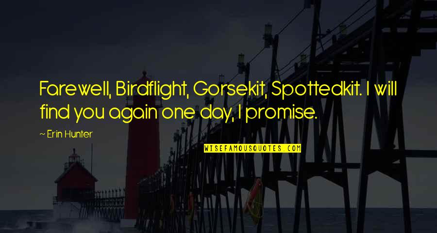 Promise You Quotes By Erin Hunter: Farewell, Birdflight, Gorsekit, Spottedkit. I will find you