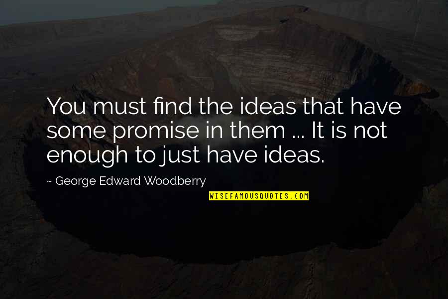 Promise You Quotes By George Edward Woodberry: You must find the ideas that have some