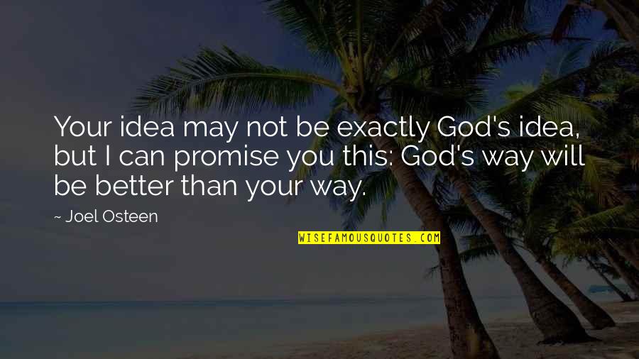 Promise You Quotes By Joel Osteen: Your idea may not be exactly God's idea,