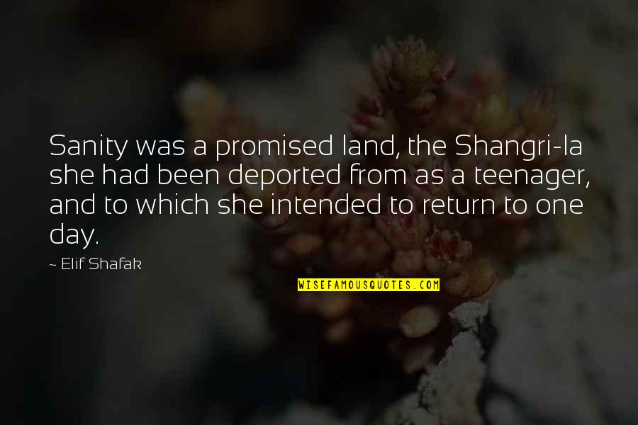 Promised Land Quotes By Elif Shafak: Sanity was a promised land, the Shangri-la she Promised Land Quotes By Elif Shafak: Sanity was a promised land, the Shangri-la she