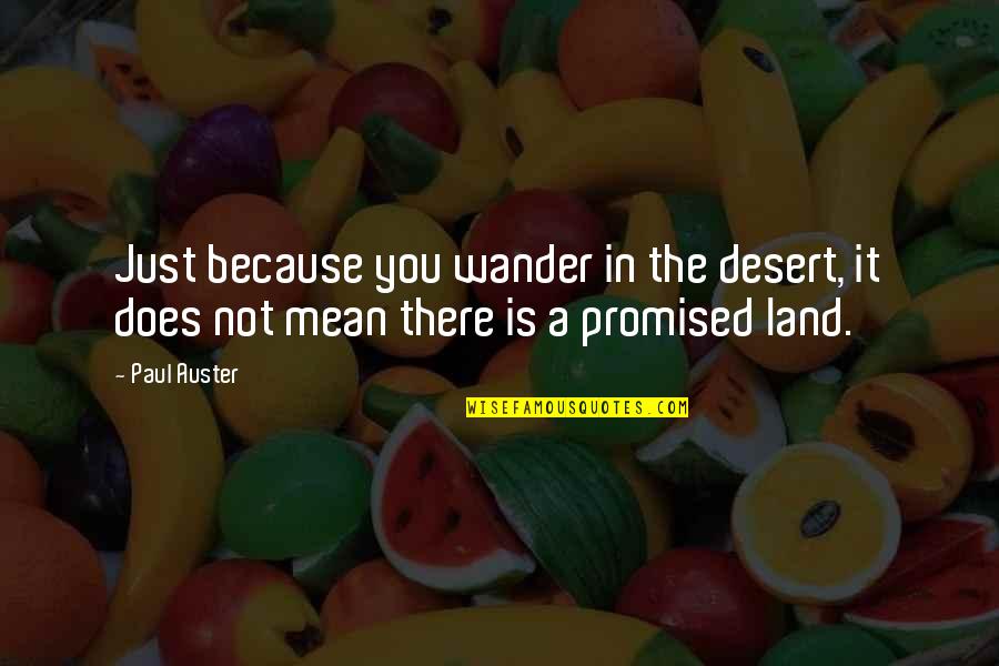 Promised Land Quotes By Paul Auster: Just because you wander in the desert, it