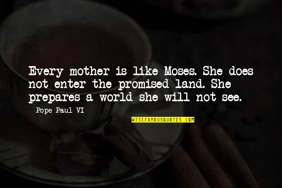Promised Land Quotes By Pope Paul VI: Every mother is like Moses. She does not Promised Land Quotes By Pope Paul VI: Every mother is like Moses. She does not